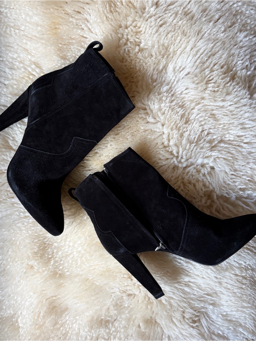 All Saints Madlyn Black Suede Booties